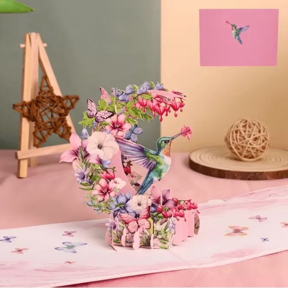 Floral Hummingbird 3D Card - Picture 2 of 4
